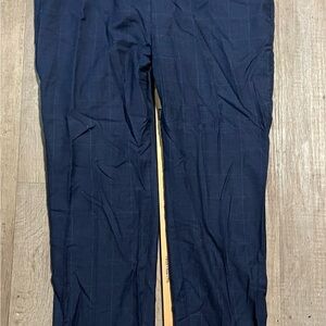 Lauren Ralph Lauren Navy Blue Windowpane Plaid Dress Pants | 42x32 Flat Front